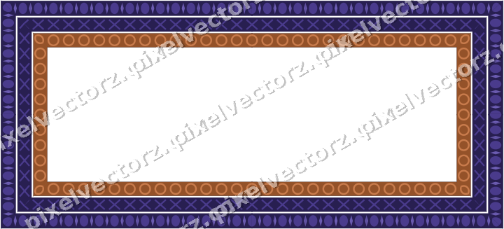 Decorative picture frame border in orange and blue with cross band