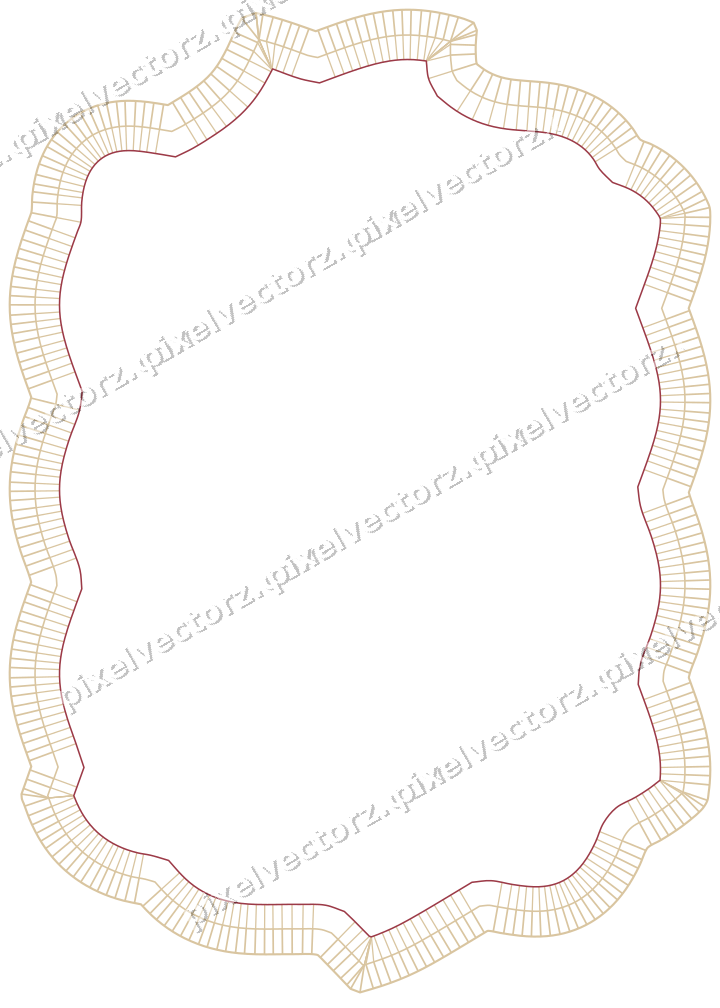 Decorative line art frame in dark pink and red with label plaque
