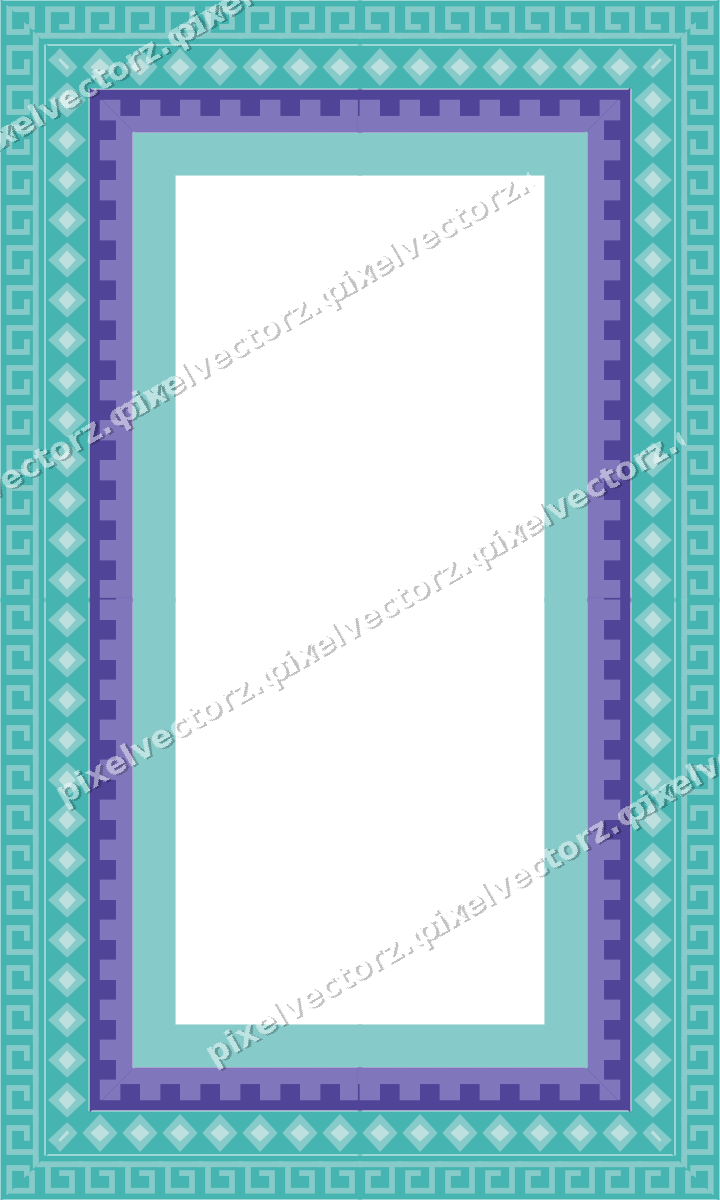 Decorative picture frame border in blue and cyan with step band