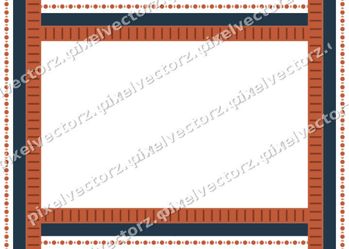 Decorative picture frame border in orange and cyan with bead and reel