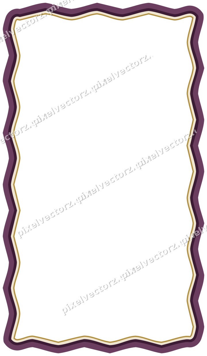 Decorative line art frame in dark magenta and amber with label plaque