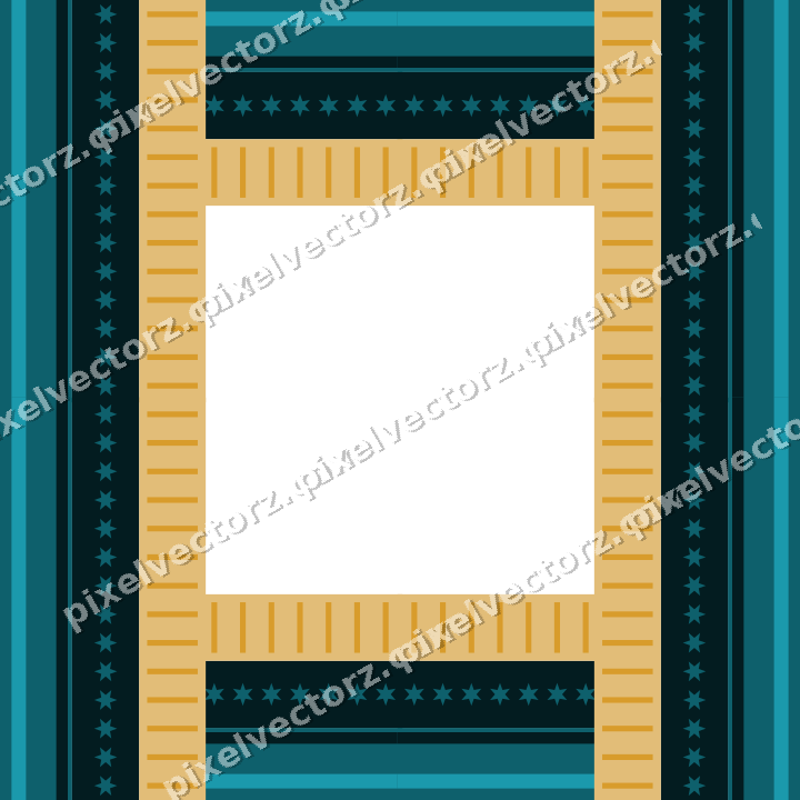 Decorative picture frame border in amber and dark teal with star band