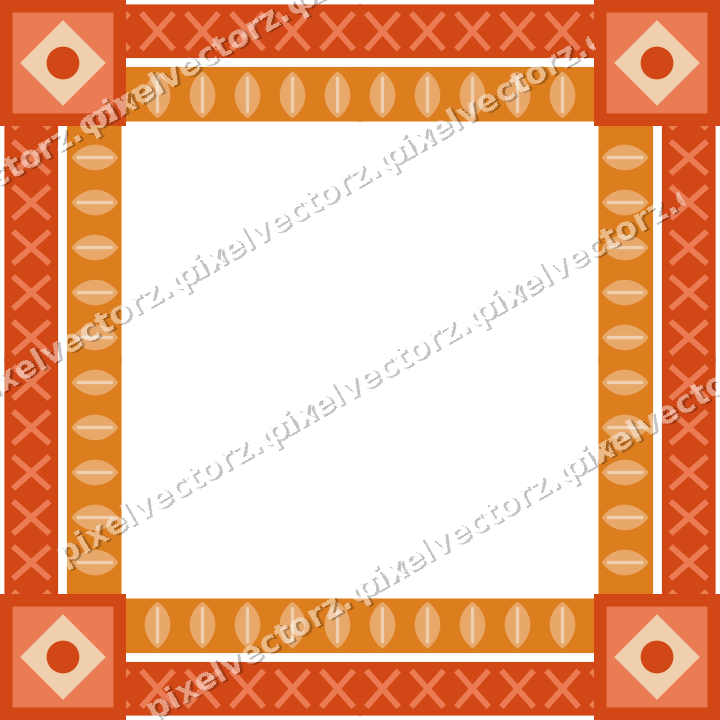 Decorative picture frame border in red and orange with leaf moulding