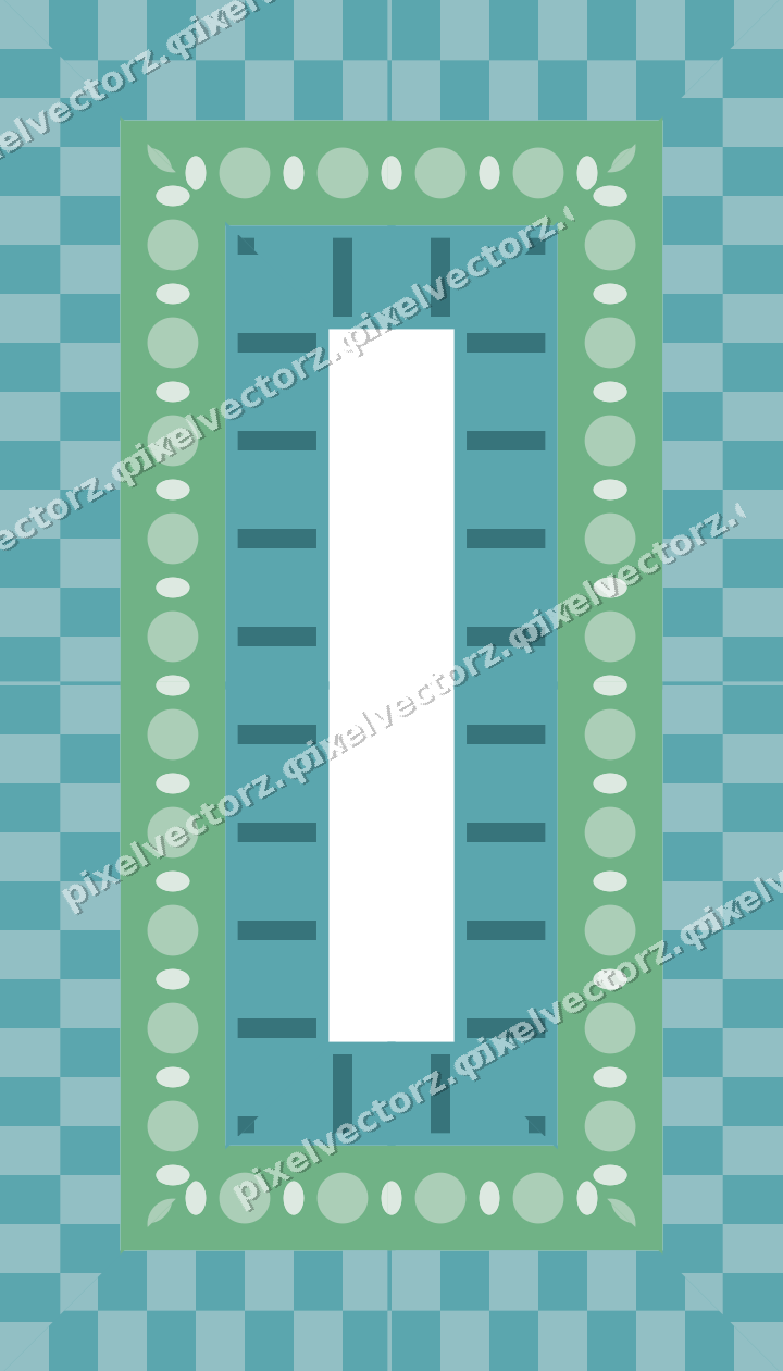 Decorative picture frame border in green and teal with bead and reel