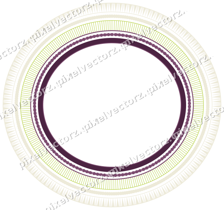 Decorative line art frame in dark magenta and lime with oval