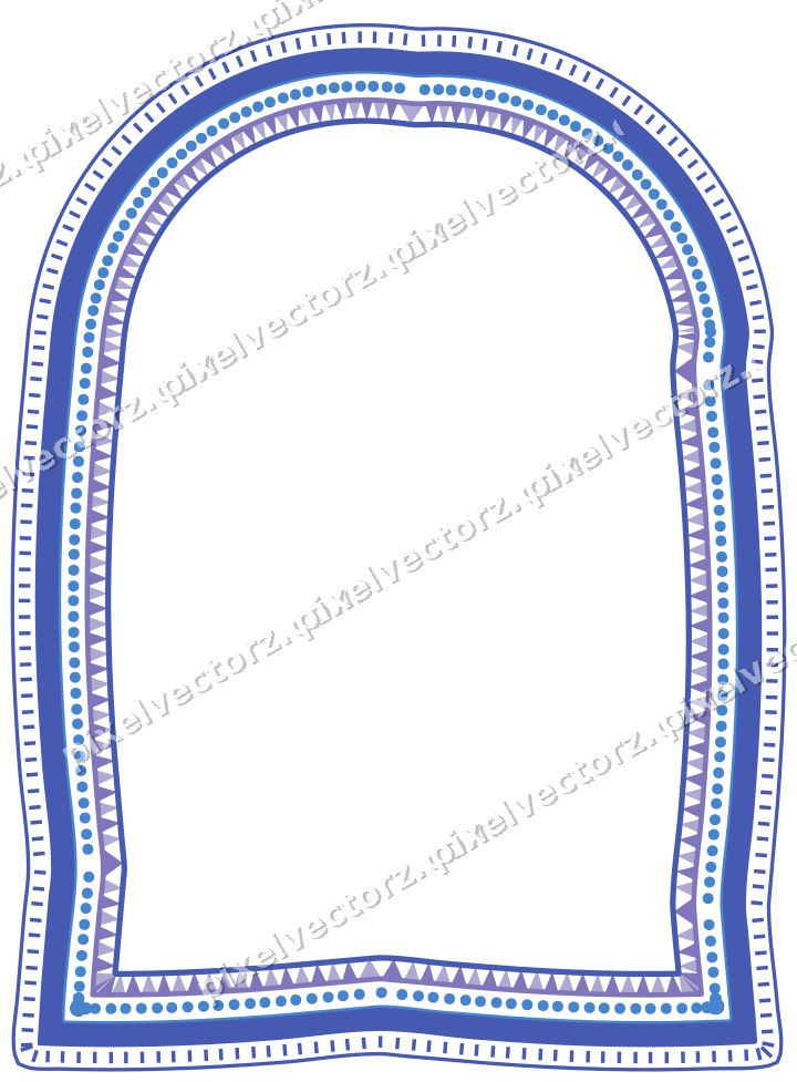 Decorative line art frame in blue and cyan with label plaque