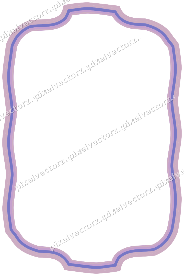 Decorative line art frame in purple and blue with label plaque
