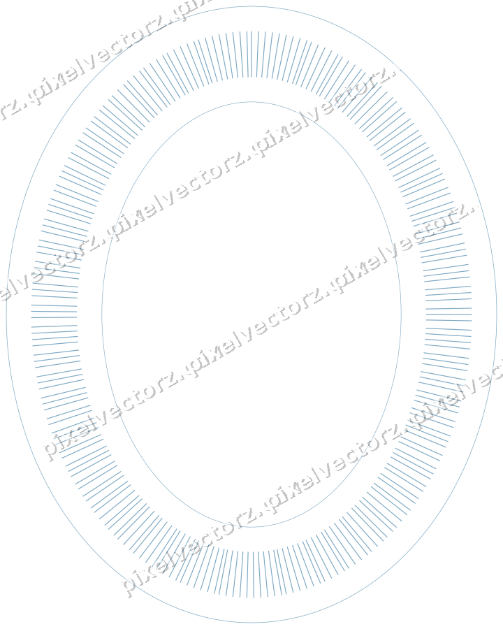 Decorative line art frame in orange and cyan with oval and dashed line