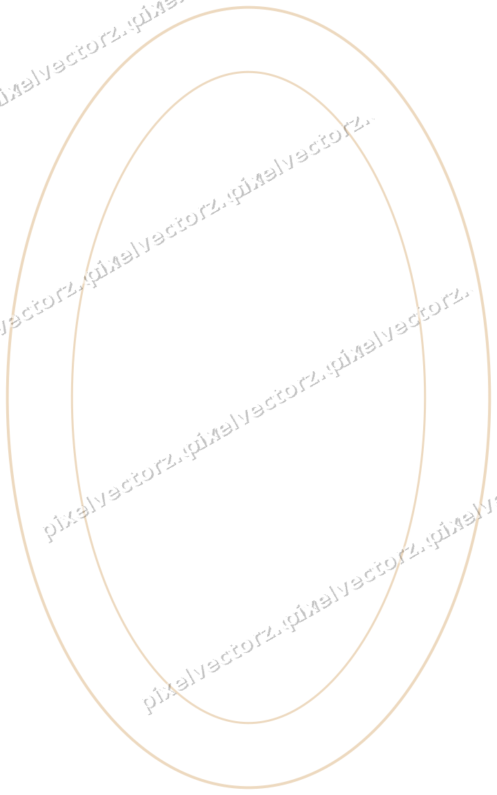Decorative line art frame in dark green and orange with oval
