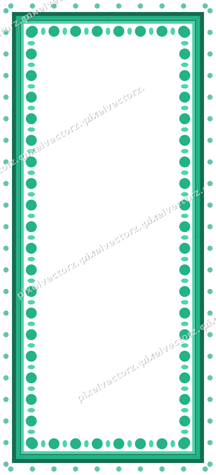 Decorative picture frame border in green and teal with dot row