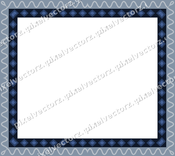 Decorative picture frame border in dark blue and white with wave band
