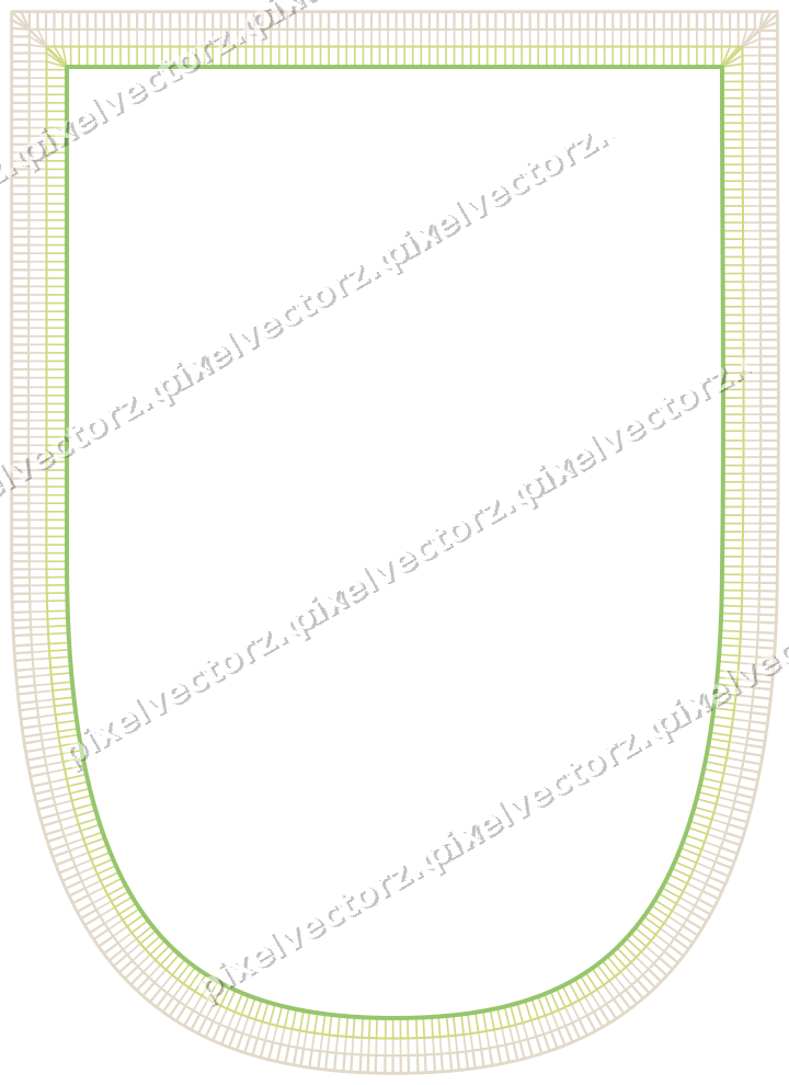 Decorative line art frame in lime and yellow with shield and hatching