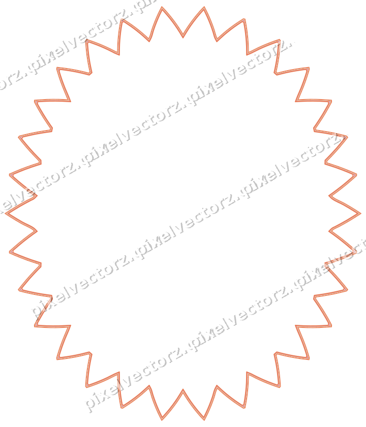 Decorative line art frame in red and orange with oval and zigzag edge