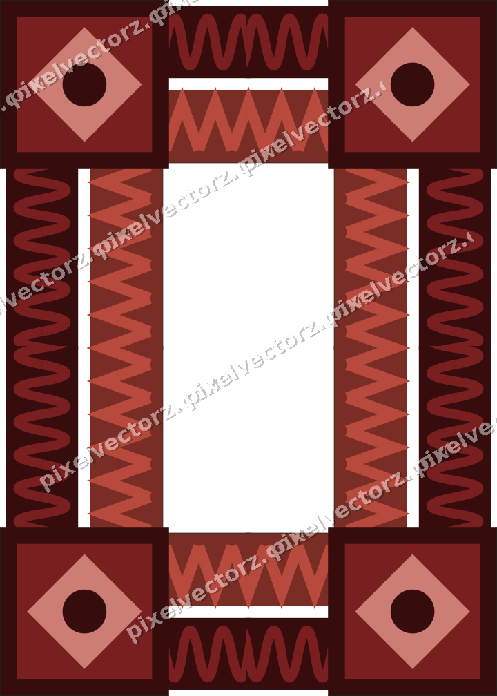 Decorative picture frame border in dark red and dark green with zigzag