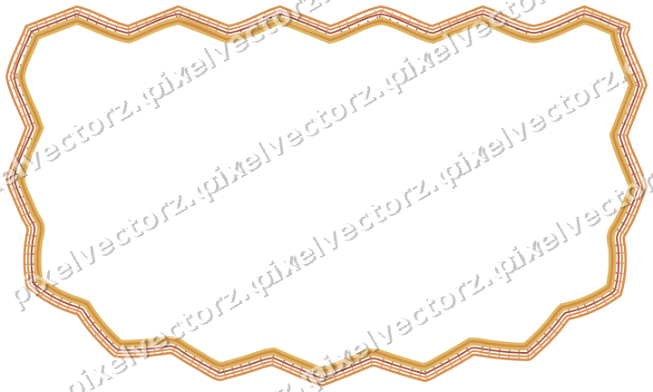 Decorative line art frame in orange and amber with shield