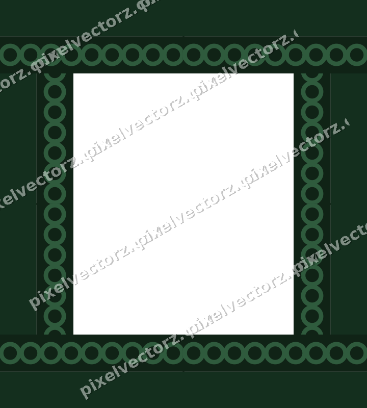 Decorative picture frame border in dark green with ring chain
