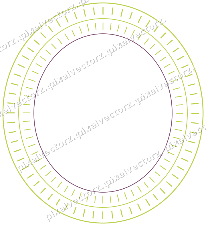 Decorative line art frame in dark magenta and lime with oval