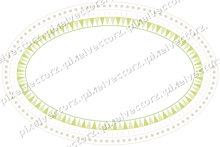 Decorative line art frame in lime and yellow with oval and dotted line