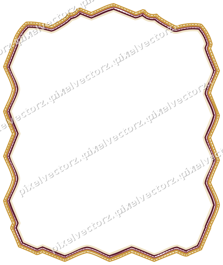 Decorative line art frame in dark pink and amber with label plaque