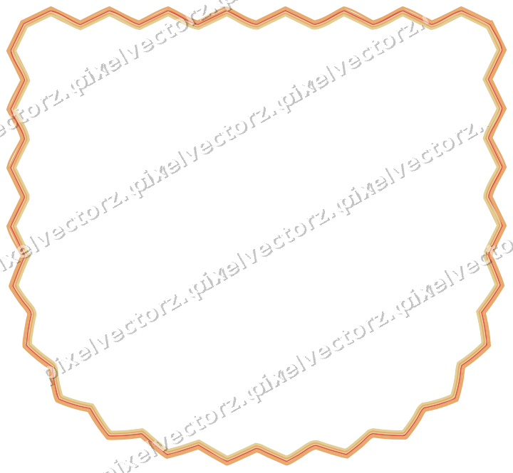 Decorative line art frame in red and orange with shield