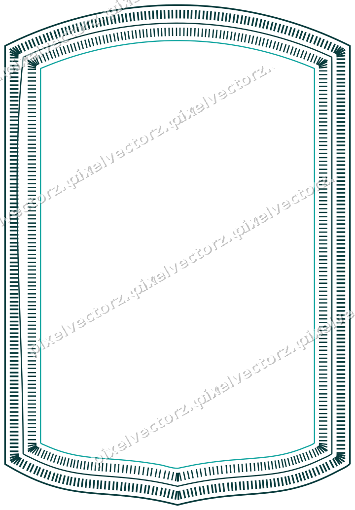 Decorative line art frame in orange and teal with label plaque