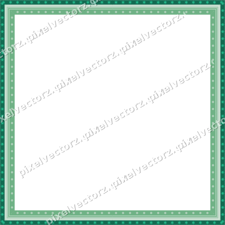 Decorative picture frame border in green and teal with star band