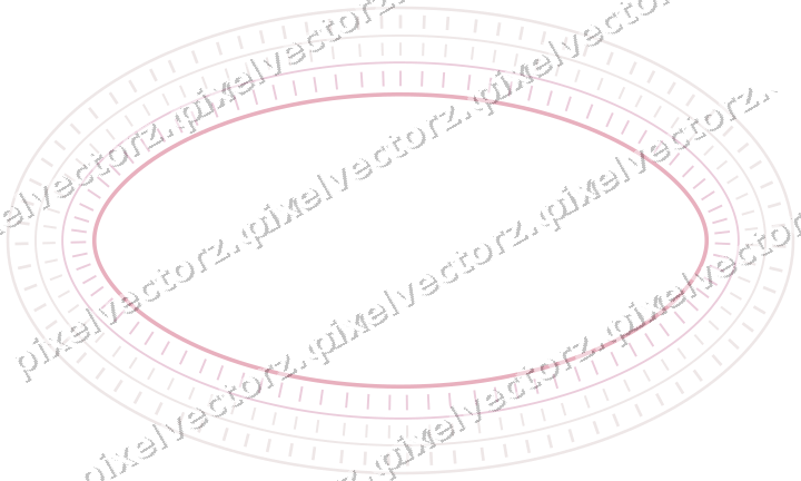 Decorative line art frame in pale pink and pale red with oval