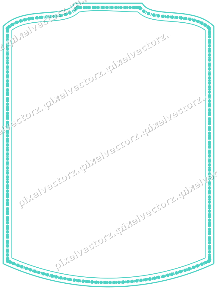 Decorative line art frame in orange and teal with label plaque