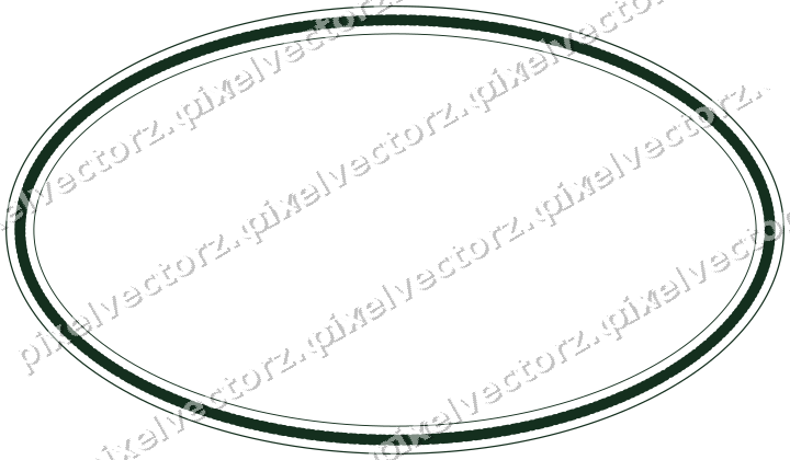 Decorative line art frame in dark green and amber with oval