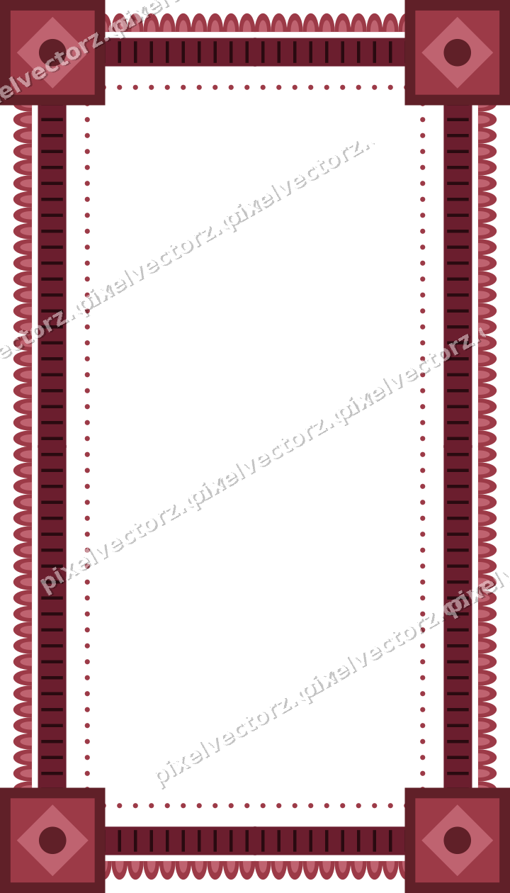 Decorative picture frame border in dark pink and red with scale band