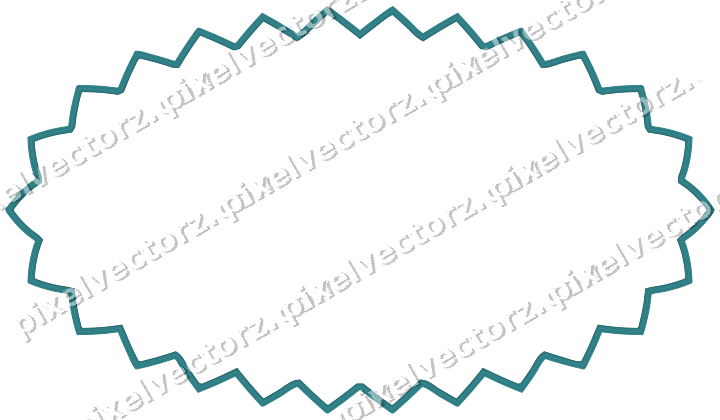 Decorative line art frame in dark teal and orange with oval
