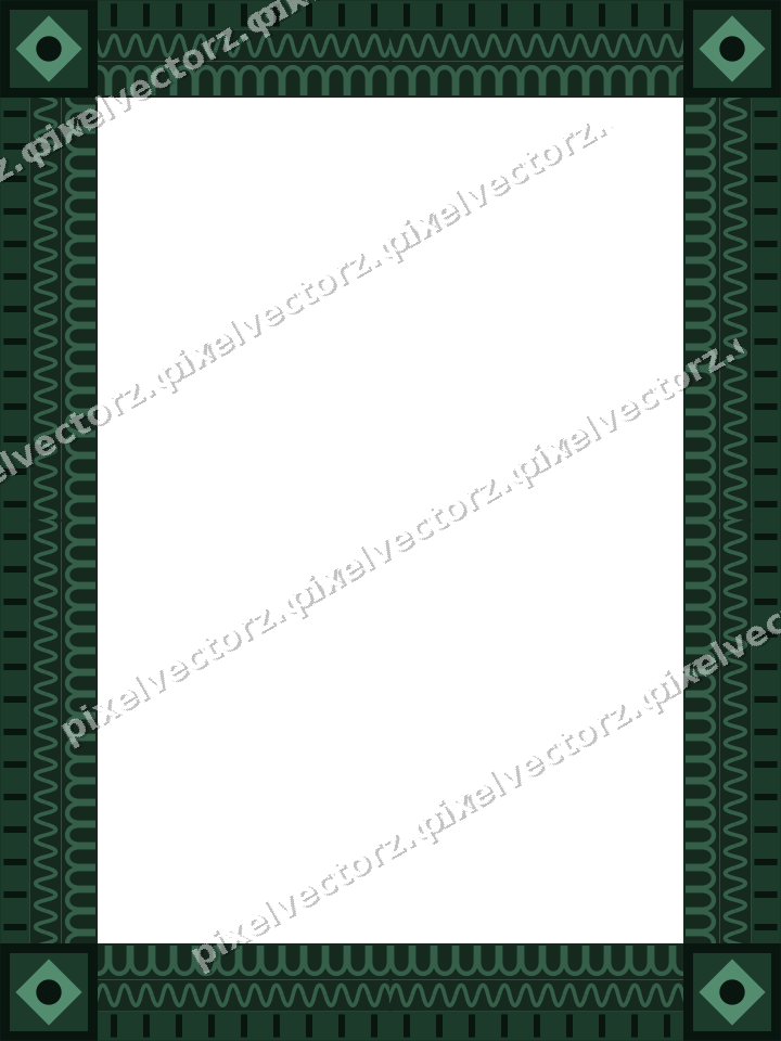 Decorative picture frame border in dark green with wave band