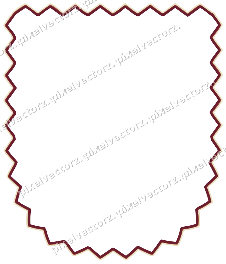 Decorative line art frame in dark pink and red with shield
