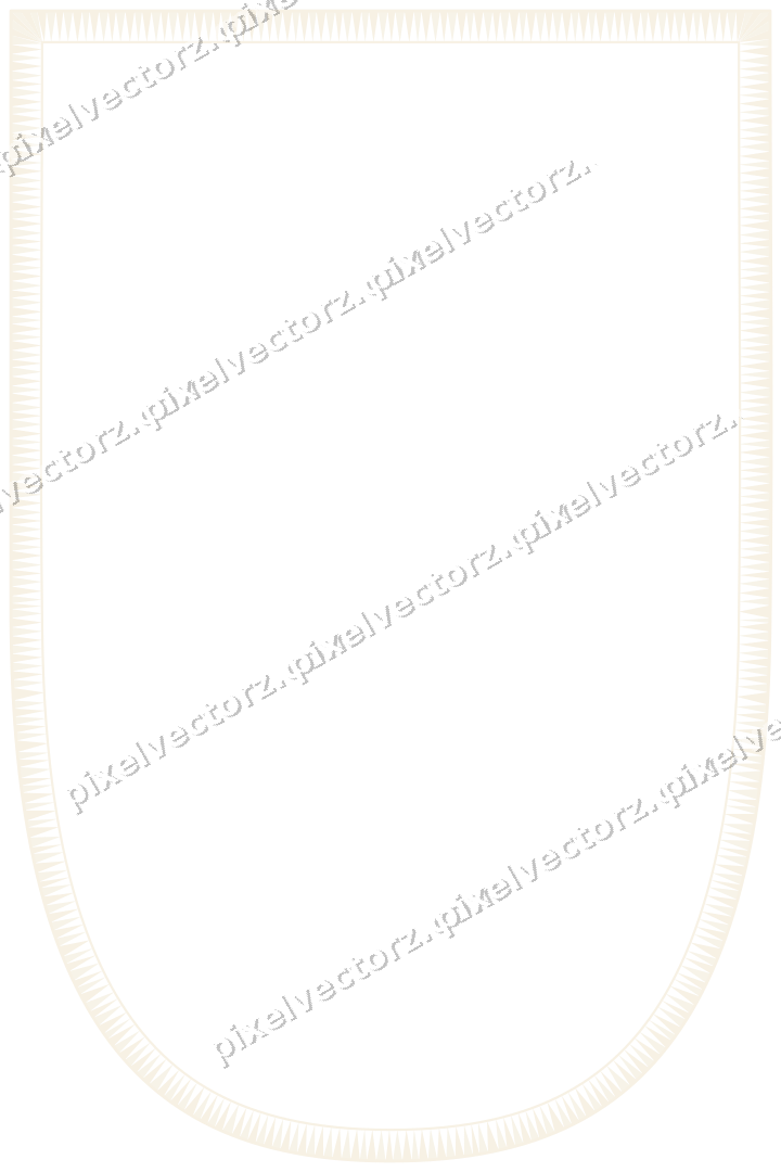 Decorative line art frame in dark pink and red with shield and dentil
