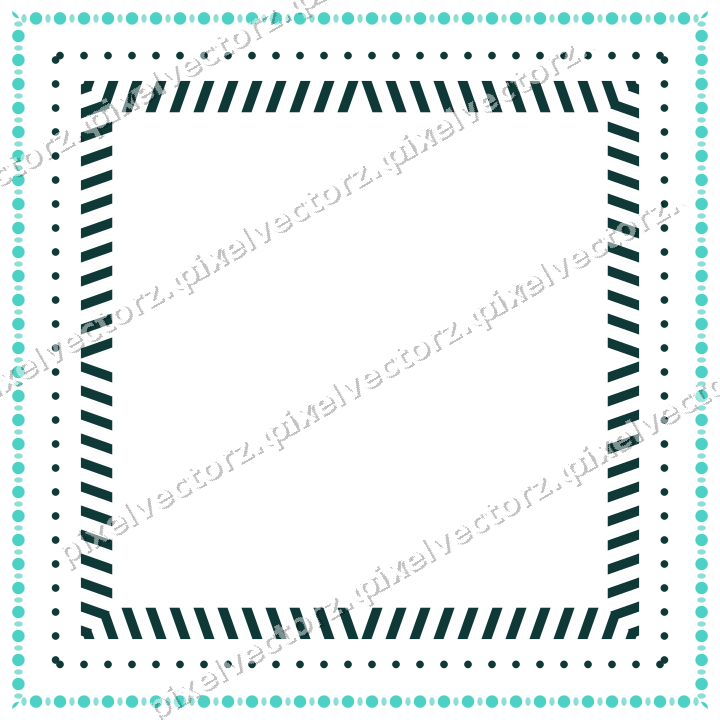 Decorative picture frame border in orange and teal with dot row