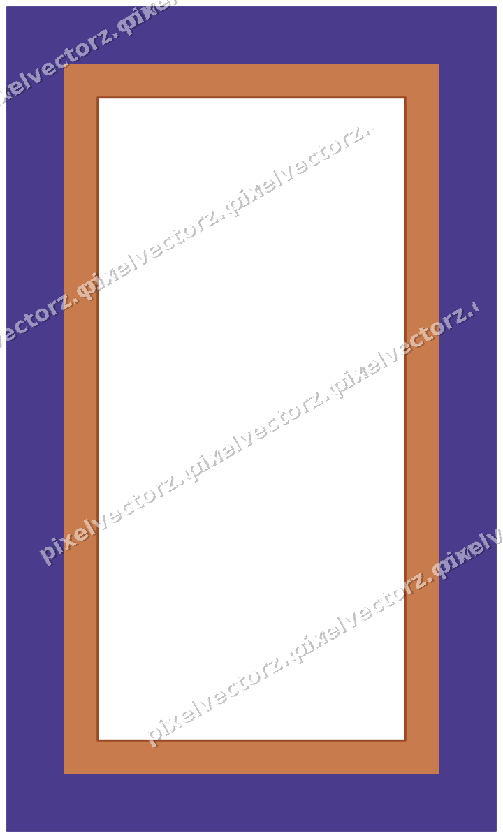 Decorative line art frame in orange and blue with label plaque