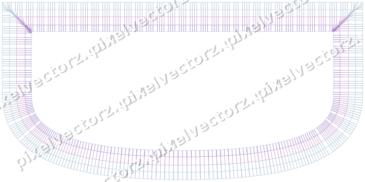 Decorative line art frame in purple and blue with shield and hatching