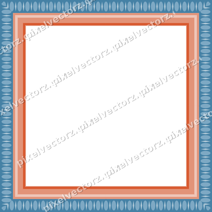 Decorative picture frame border in orange and cyan with egg and dart