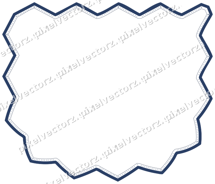 Decorative line art frame in dark blue and white with shield