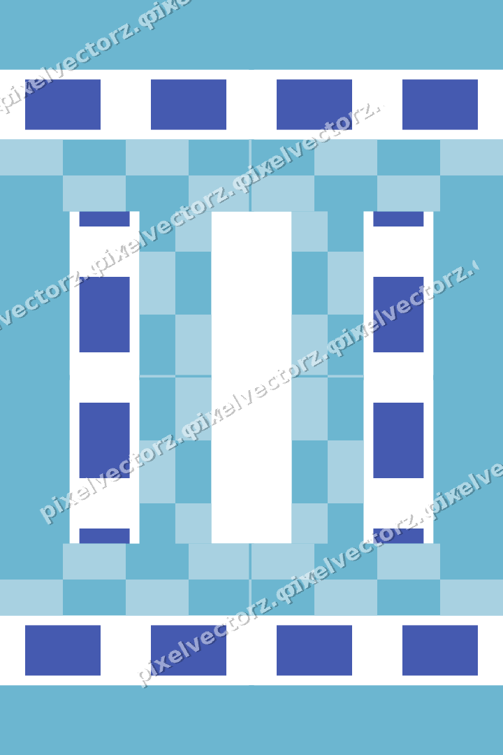 Decorative picture frame border in blue and cyan with dentil