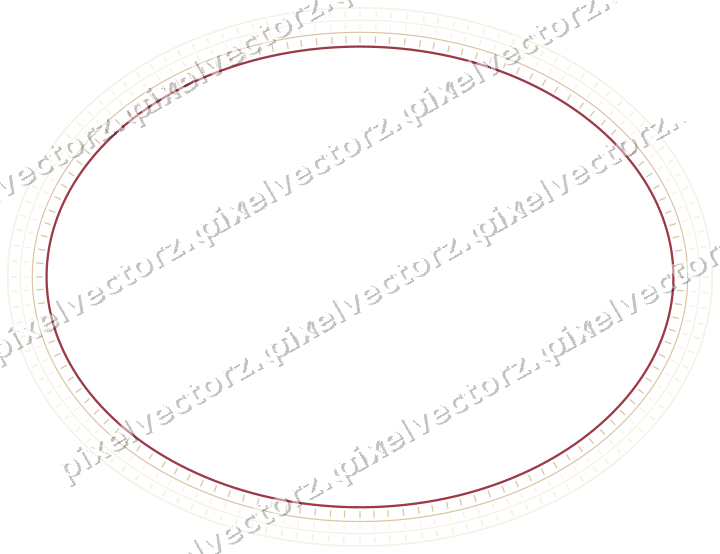 Decorative line art frame in dark pink and red with oval