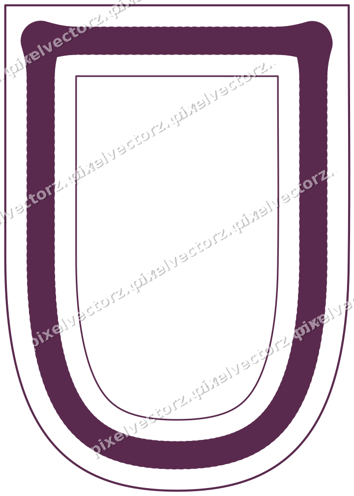 Decorative line art frame in dark magenta and lime with shield
