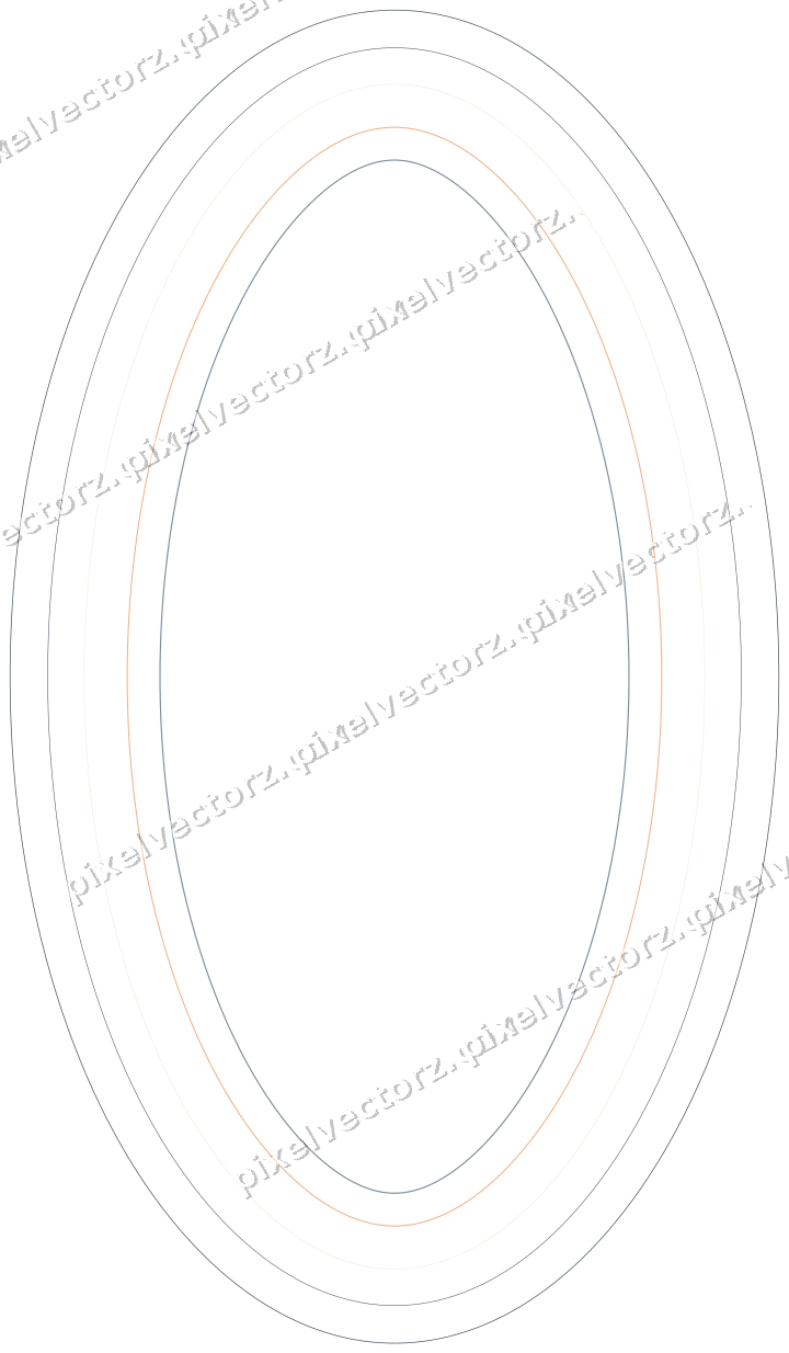 Decorative line art frame in blue and orange with oval
