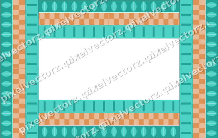 Decorative picture frame border in orange and teal with leaf moulding