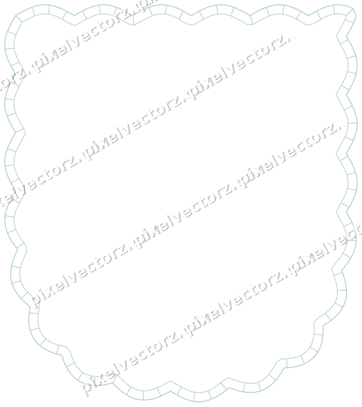 Decorative line art frame in green and teal with shield