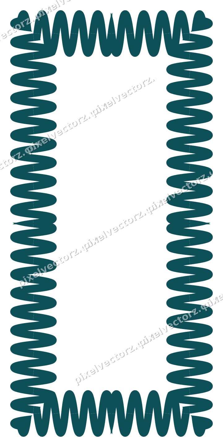 Decorative picture frame border in dark teal and orange with wave band
