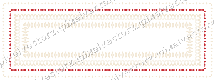 Decorative picture frame border in dark green and red with star band