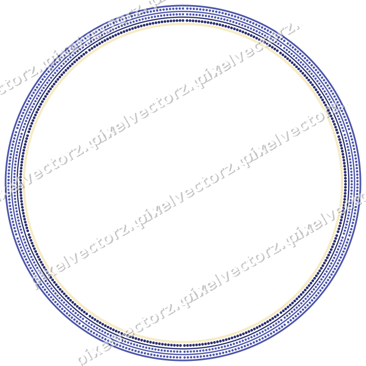 Decorative line art frame in dark blue and amber with oval