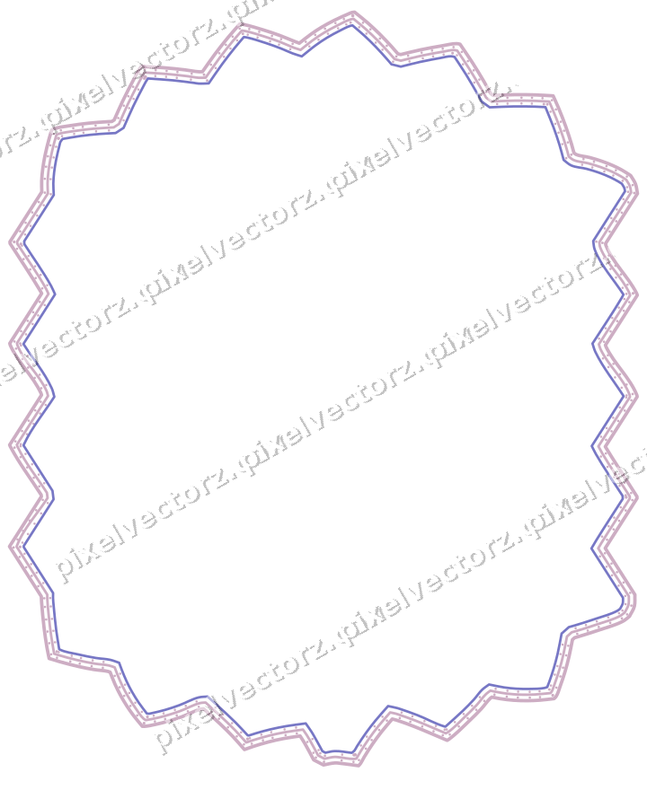 Decorative line art frame in purple and blue with label plaque
