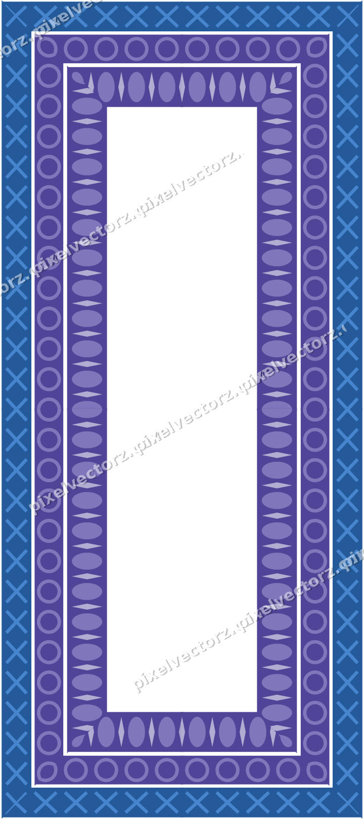 Decorative picture frame border in blue and cyan with cross band